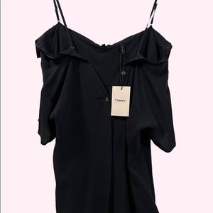 Theory Spaghetti Strap Off the Shoulder Button Top